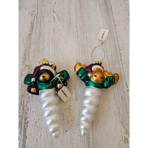 Kohls deer bear icicle ornament reindeer Xmas tree set lot